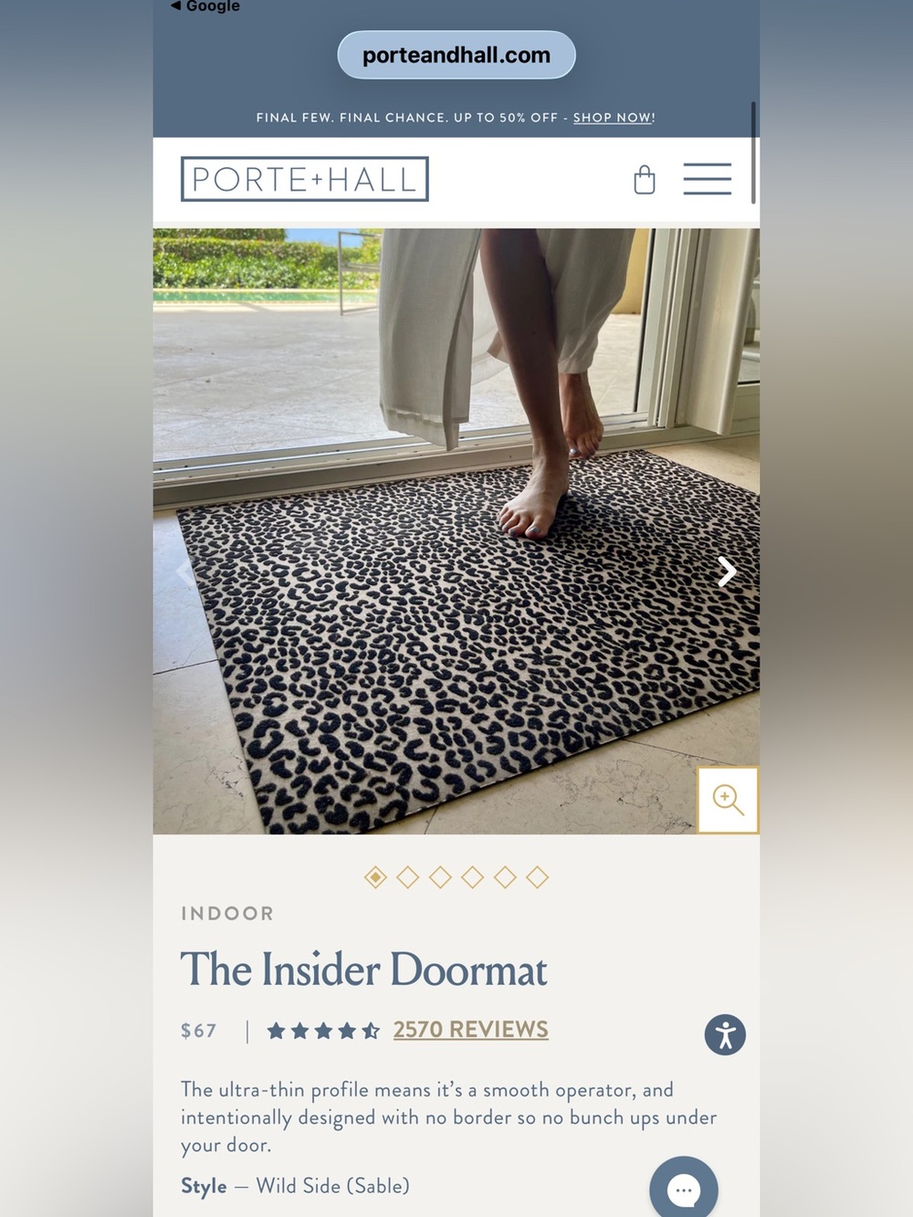 Porte and Hall The Insider Doormat in Sable Leopard